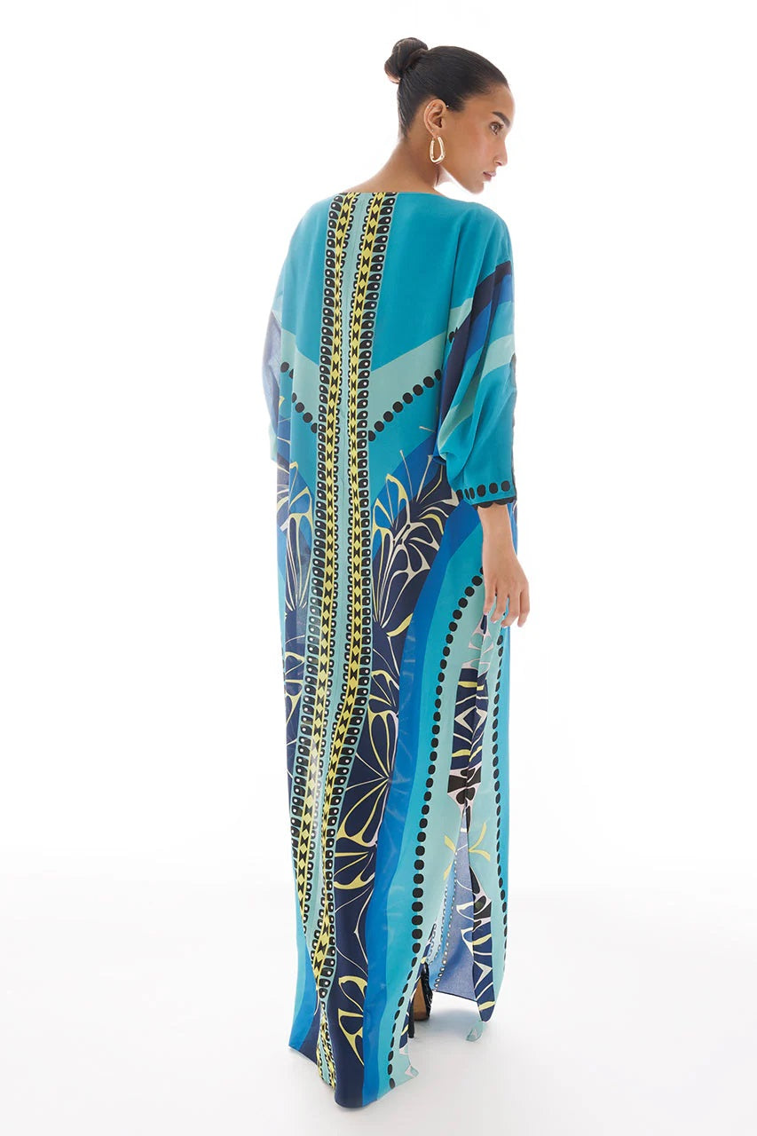 BLUE HAUTE GEOMETRIC LONG KAFTAN