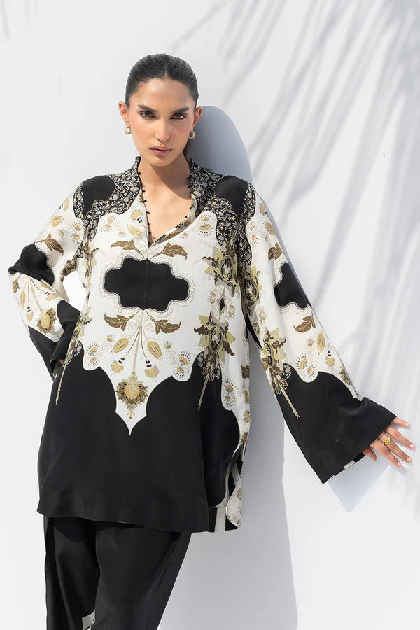 EMPRESS NOIR SCROLL TOP AND PANT SET