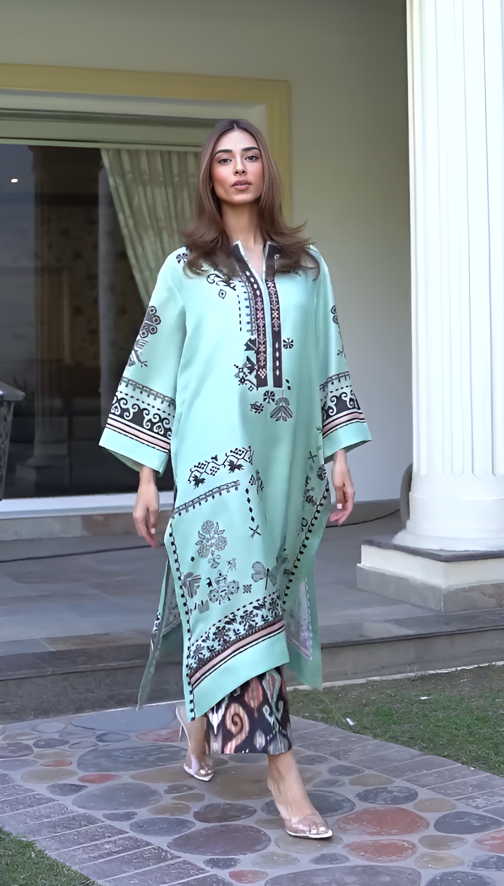 ALINOR TEAL PREMIUM LONG DRESS WITH PANT