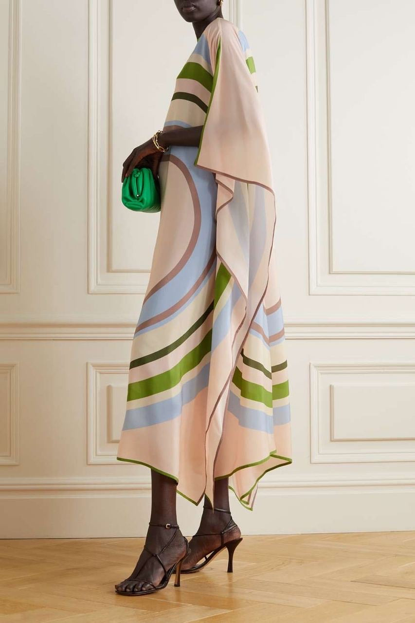 SOFT SATIN SILK LONG SCARF DRESS