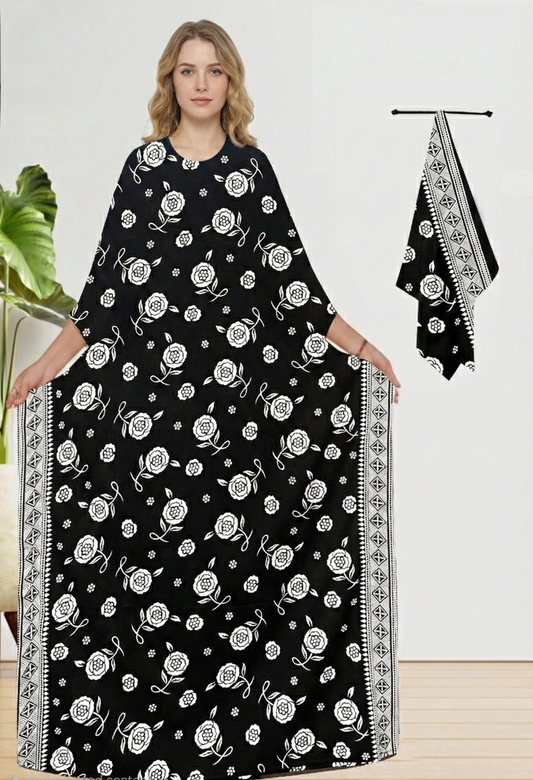 BLACK ROSE LUXE LONG KAFTAN WITH DUPATTA