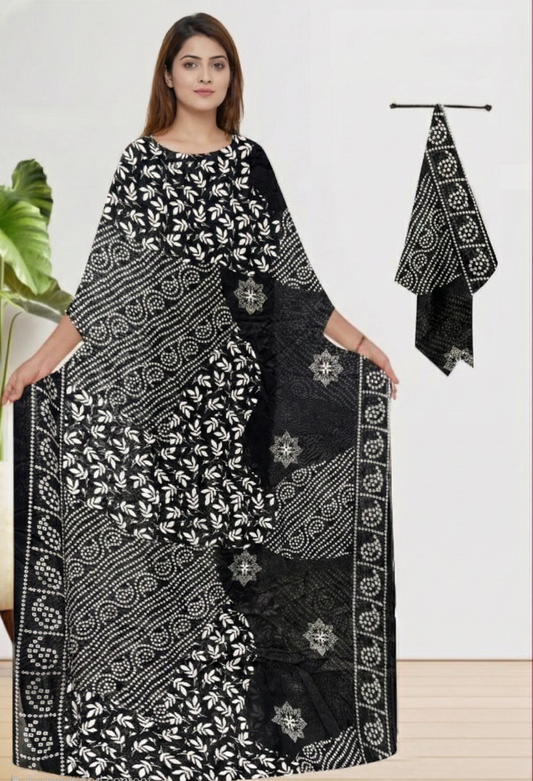 EBONY IVORY LUXE LONG KAFTAN WITH DUPATTA
