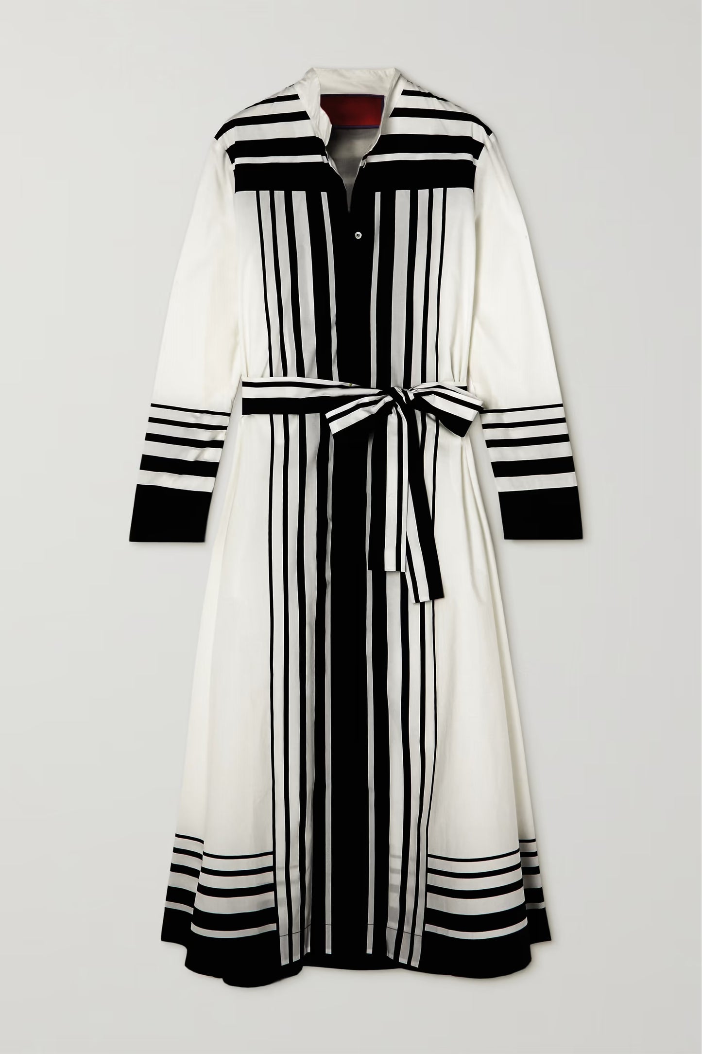 PREMIUM SOFT RAYON BLEND STRIPED PRINTED SHIRT DRESS WITH BELT