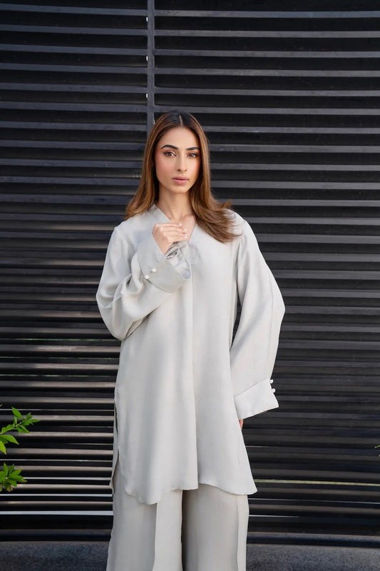 WHITE WHISPER PREMIUM TOP AND PANT SET