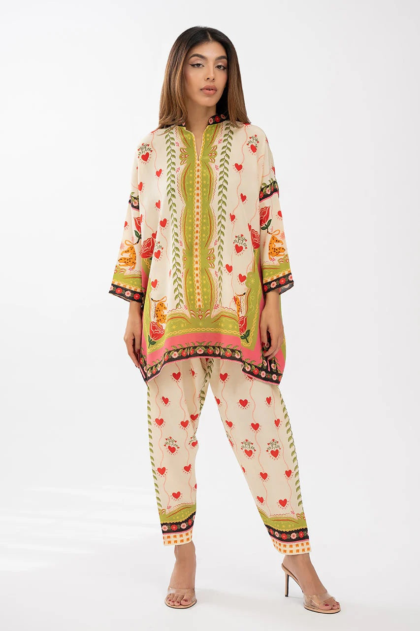 GREEN PATTERN TUNIC TOP AND PANT