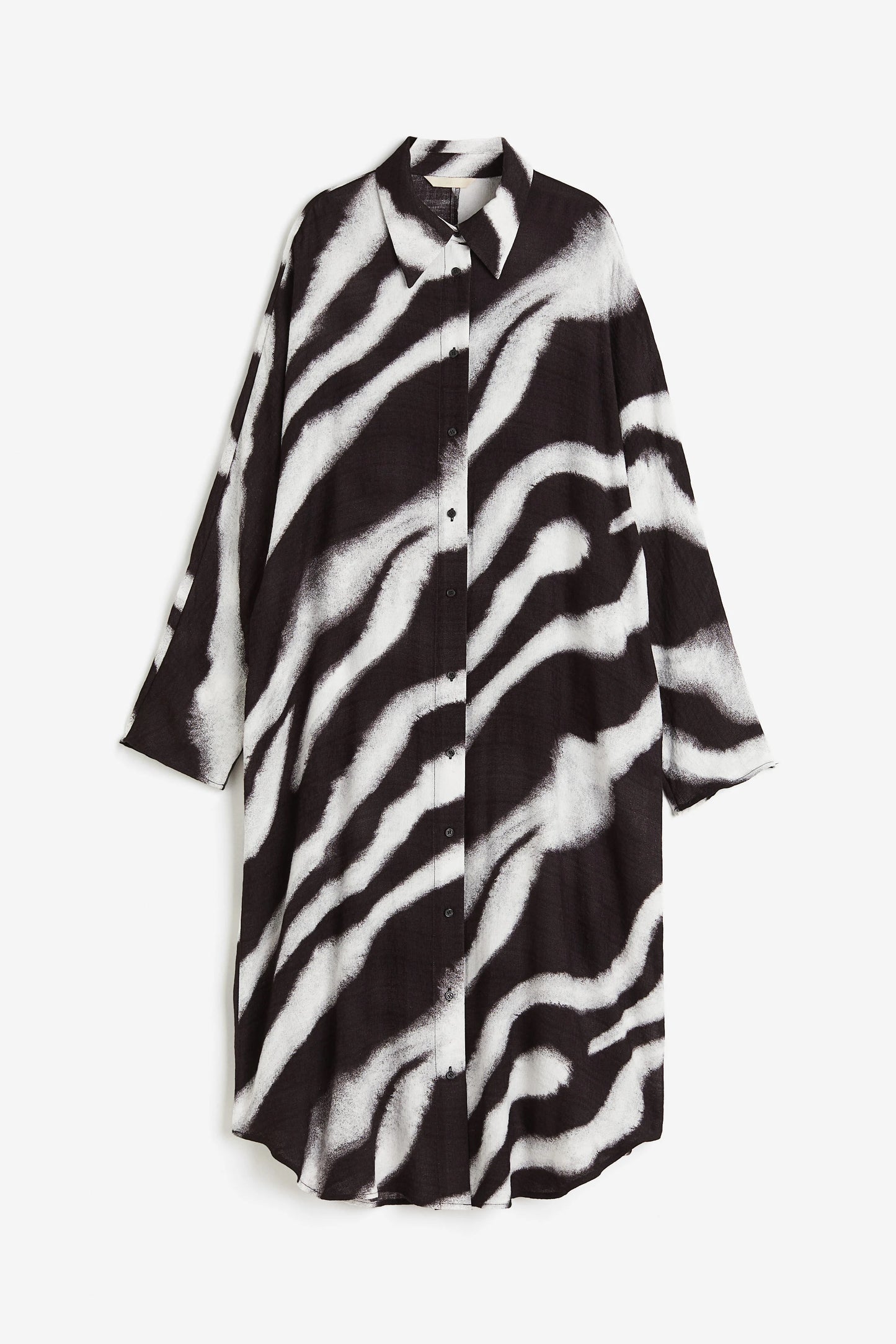 STRIPED PRINTED PREMIUM OVERSIZED SHIRT DRESS