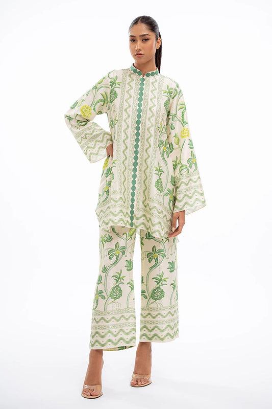 GREEN NATURE TUNIC ELEGANT ABSTRACT CO-ORD SET