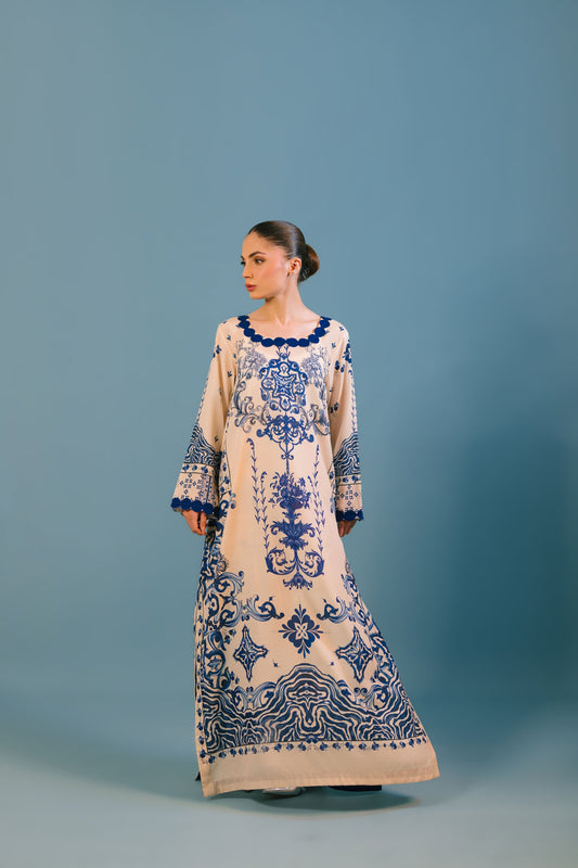 REGAL BLUE AND WHITE PREMIUM LONG DRESS