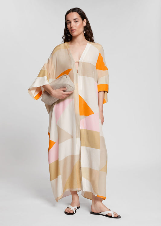 DIAMOND CUT PATTERN STYLE PREMIUM SOFT SILK CREPE LONG KAFTAN