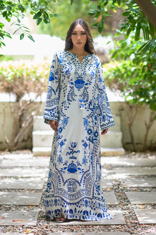 PORCELAIN BLOOM LUXURY LONG DRESS
