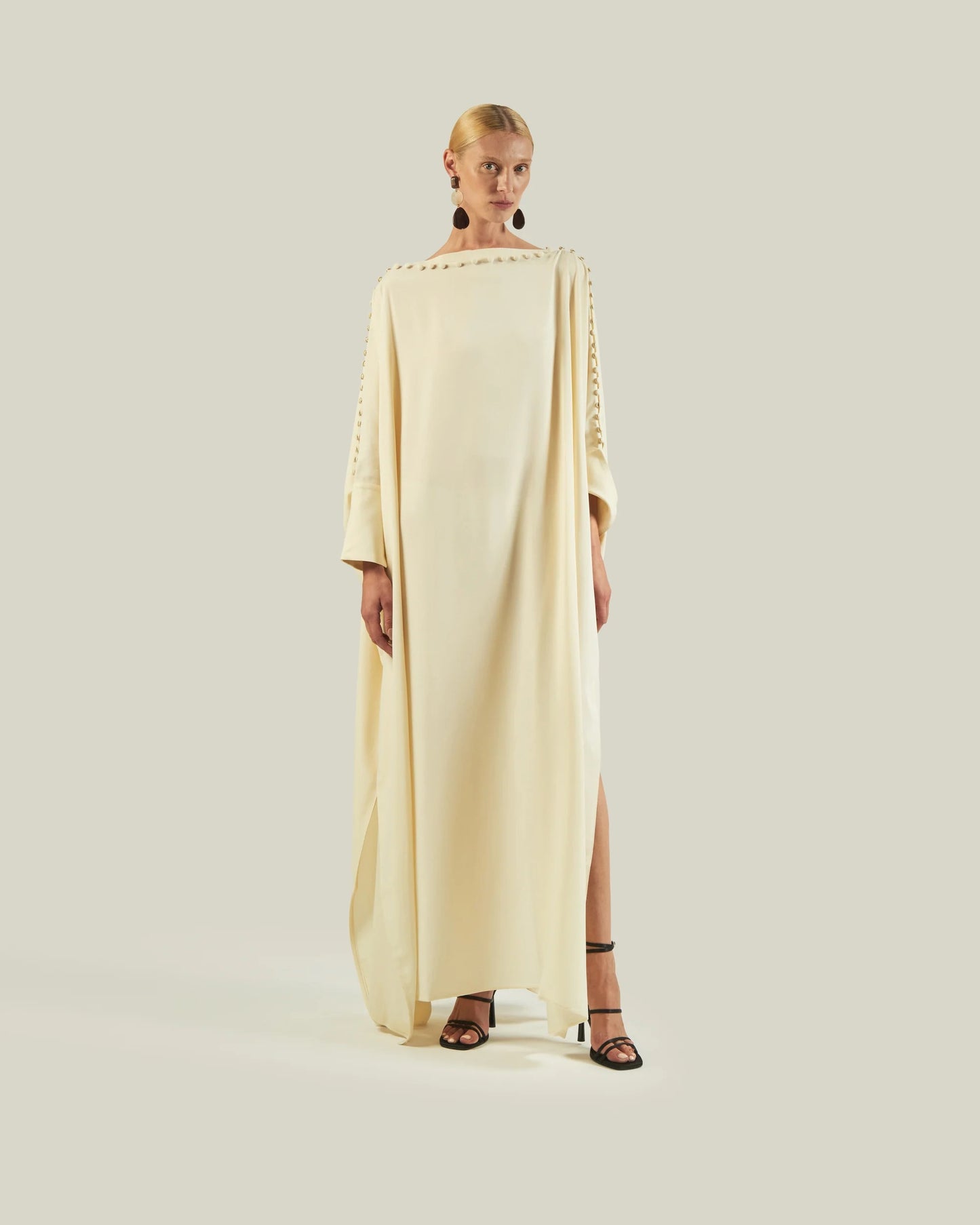 MODERN ELEGANCE BUTTON STYLE CLOSURE LONG SLEEVES KAFTAN DRESS