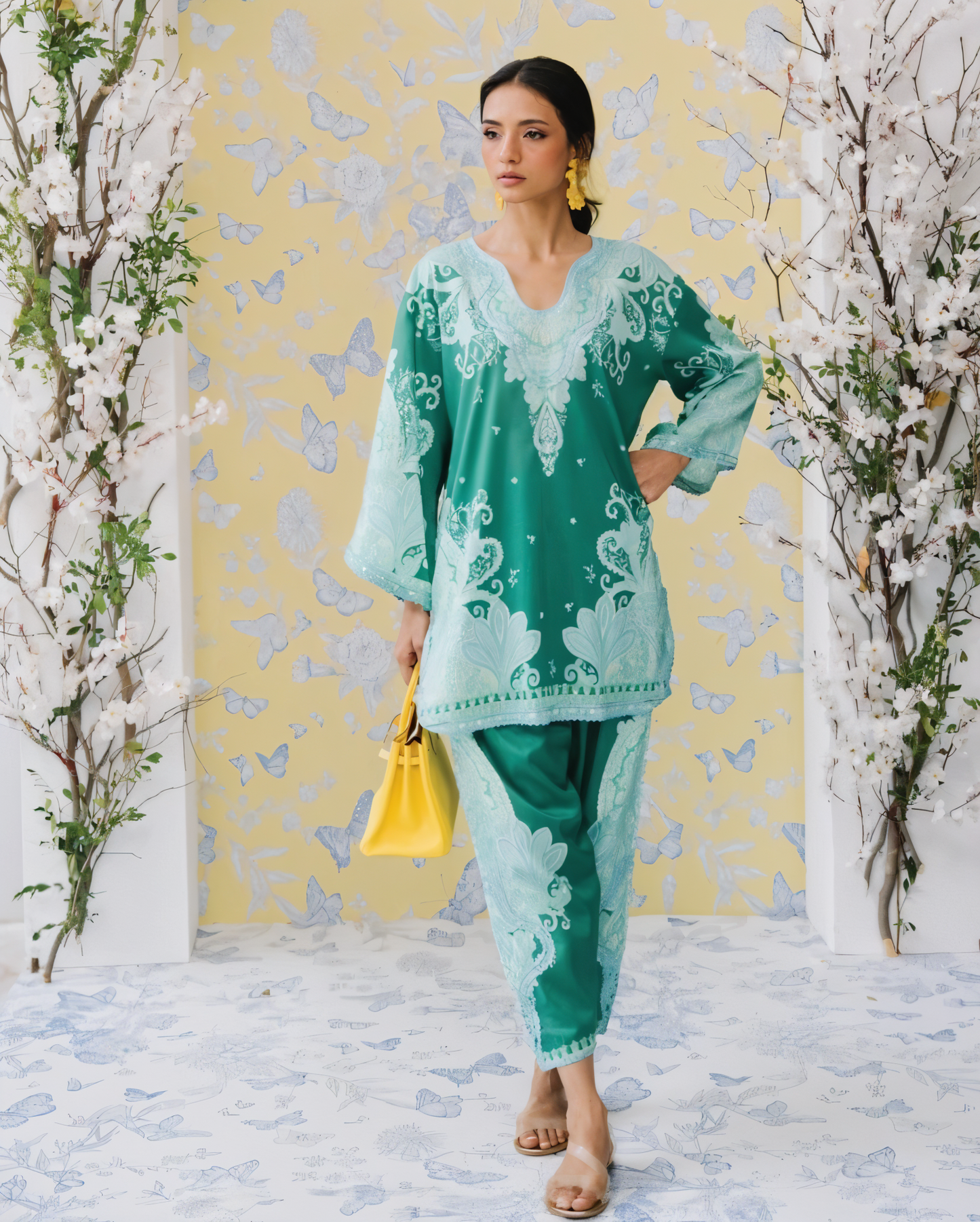 EMARALD & AQUA BAROQUE PREMIUM CO-0RD SET