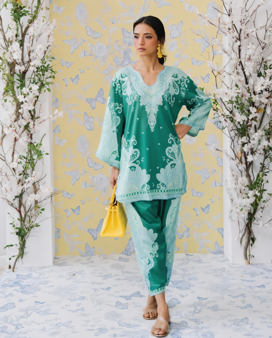 EMARALD & AQUA BAROQUE PREMIUM CO-0RD SET