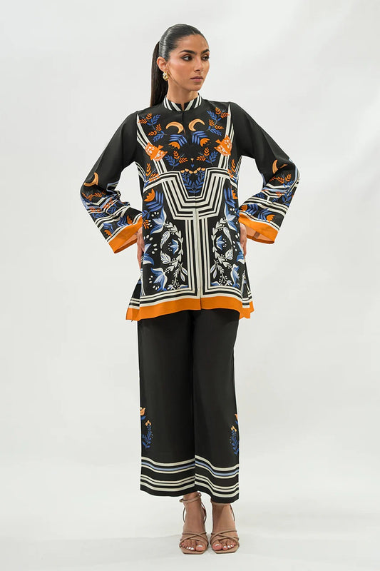 STYLISH BALCK & ORANGE TUNIC WITH Pant SET