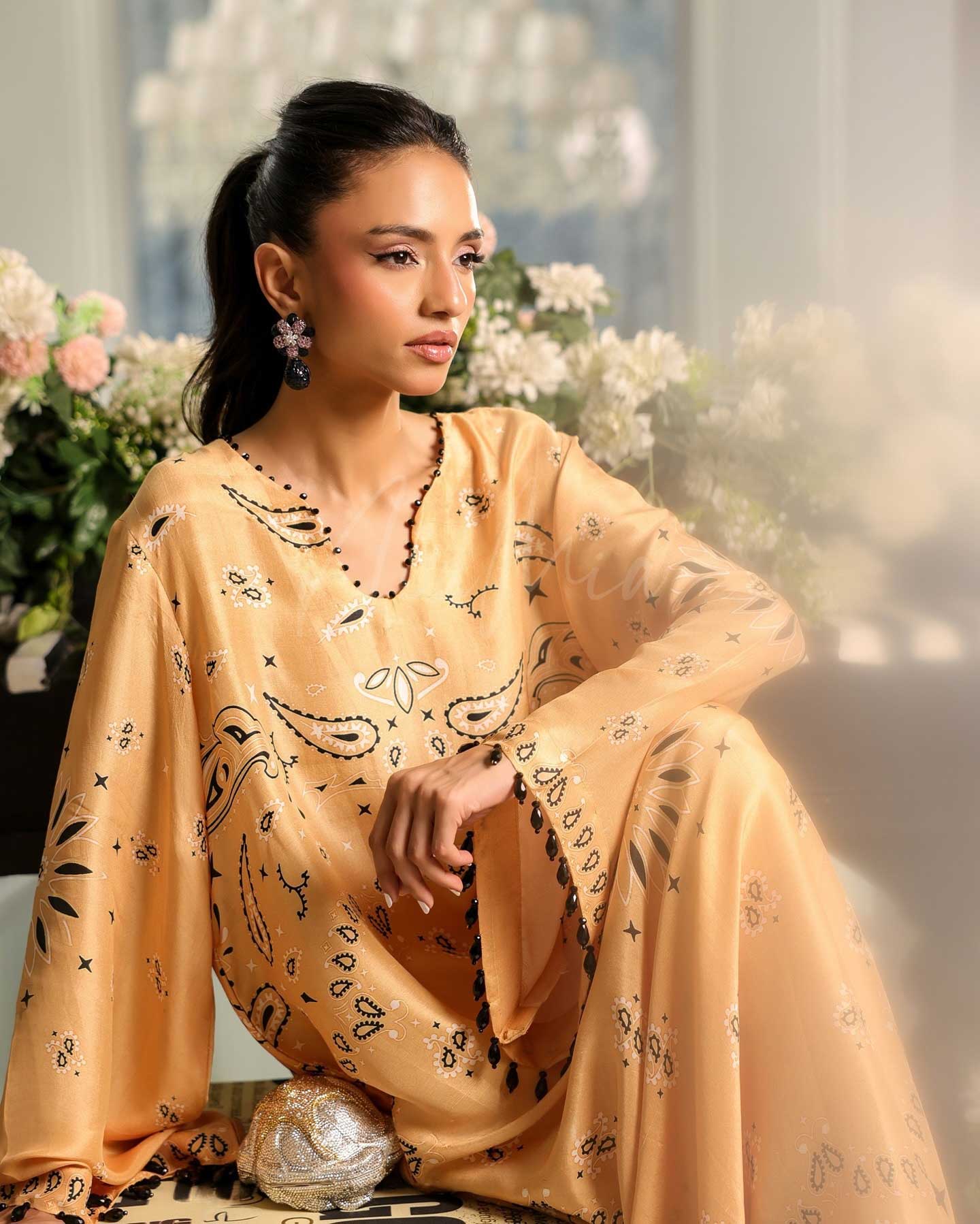 OCHRE ELEGANCE PREMIUM LONG DRESS