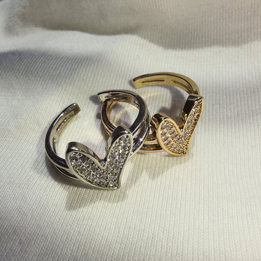 QUIRKY HEART DOUBLE BAND RING
