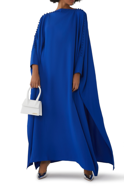 MODERN ELEGANCE BUTTON STYLE CLOSURE LONG SLEEVES KAFTAN DRESS