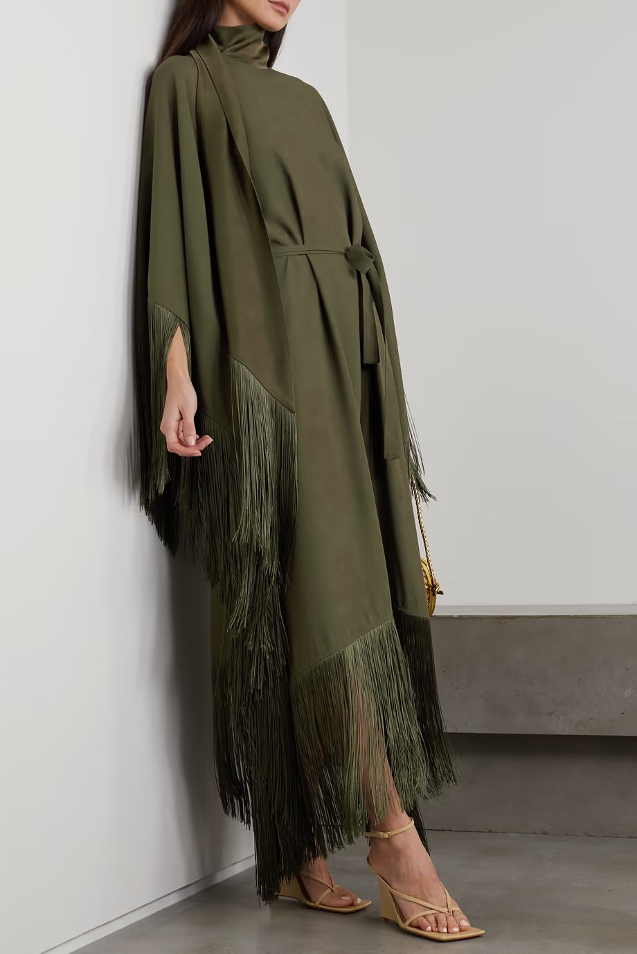 ELEGANT OLIVE LONG SLEEVE KAFTAN DRESS