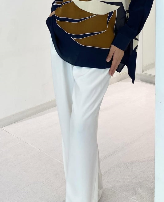 CRIMSON WHITE CREPE PANT