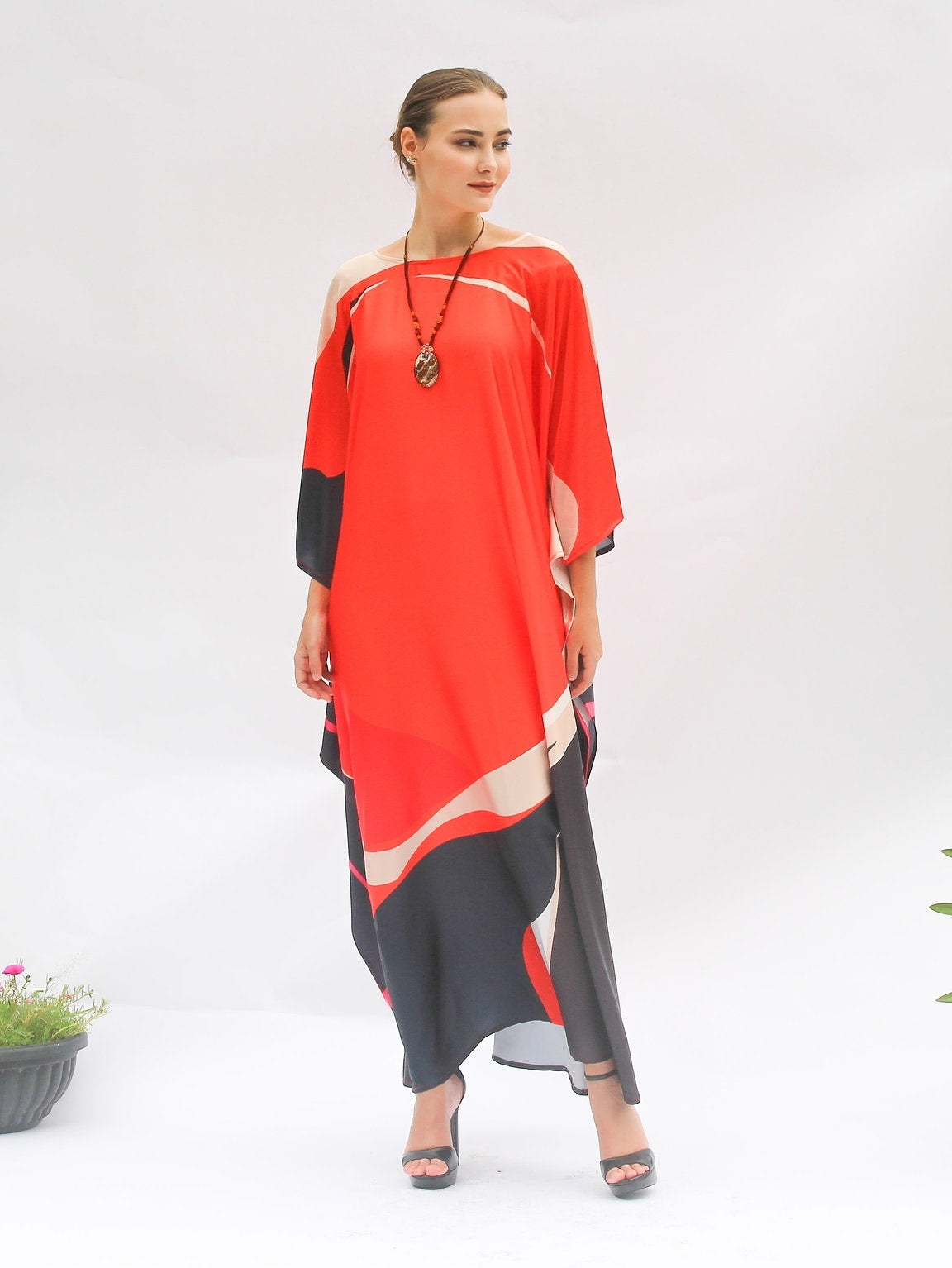 DIA STYLE MULTI COLOUR DIGITAL PRINTED LONG KAFTAN