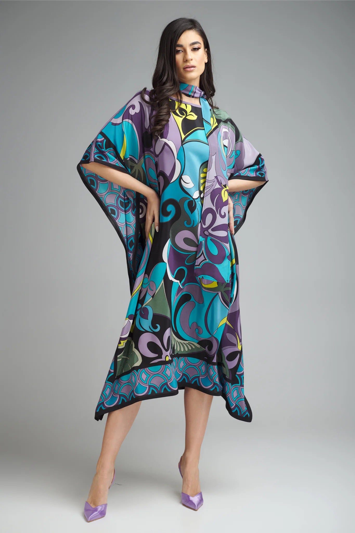 KIMONO GRIP DIAMOND CREPE PANDORA KAFTAN