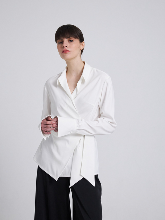 PREMIUM TOKYO SPUN DIAGONAL GRIP WHITE SHIRT + BLACK PANT SET