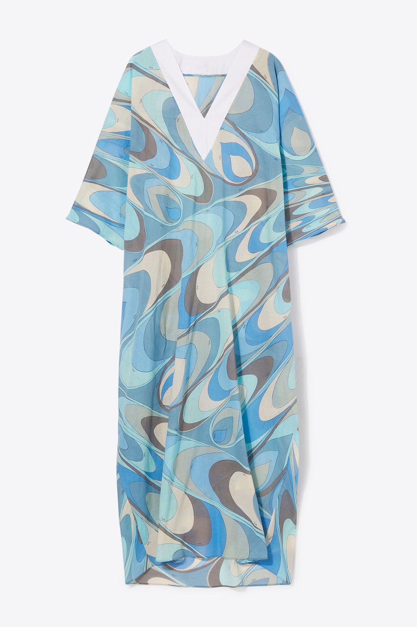 V- NECK STYLE OCEAN DIGITAL PRINT PREMIUM KAFTAN