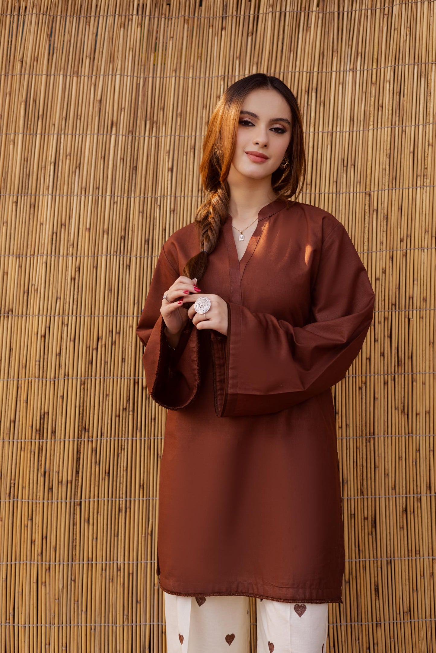 SCARLET BRUSHED LOUNGE TOP AND PANT SET
