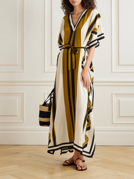 RESORT CHIC STRIPED LONG DRESS