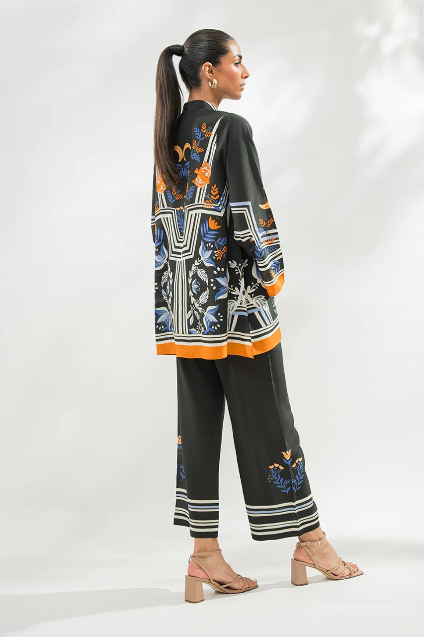 STYLISH BALCK & ORANGE TUNIC WITH Pant SET