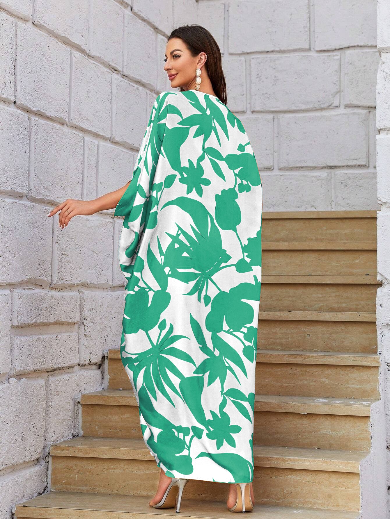 FLORAL PRINT CENTRE RING STYLE KAFTAN