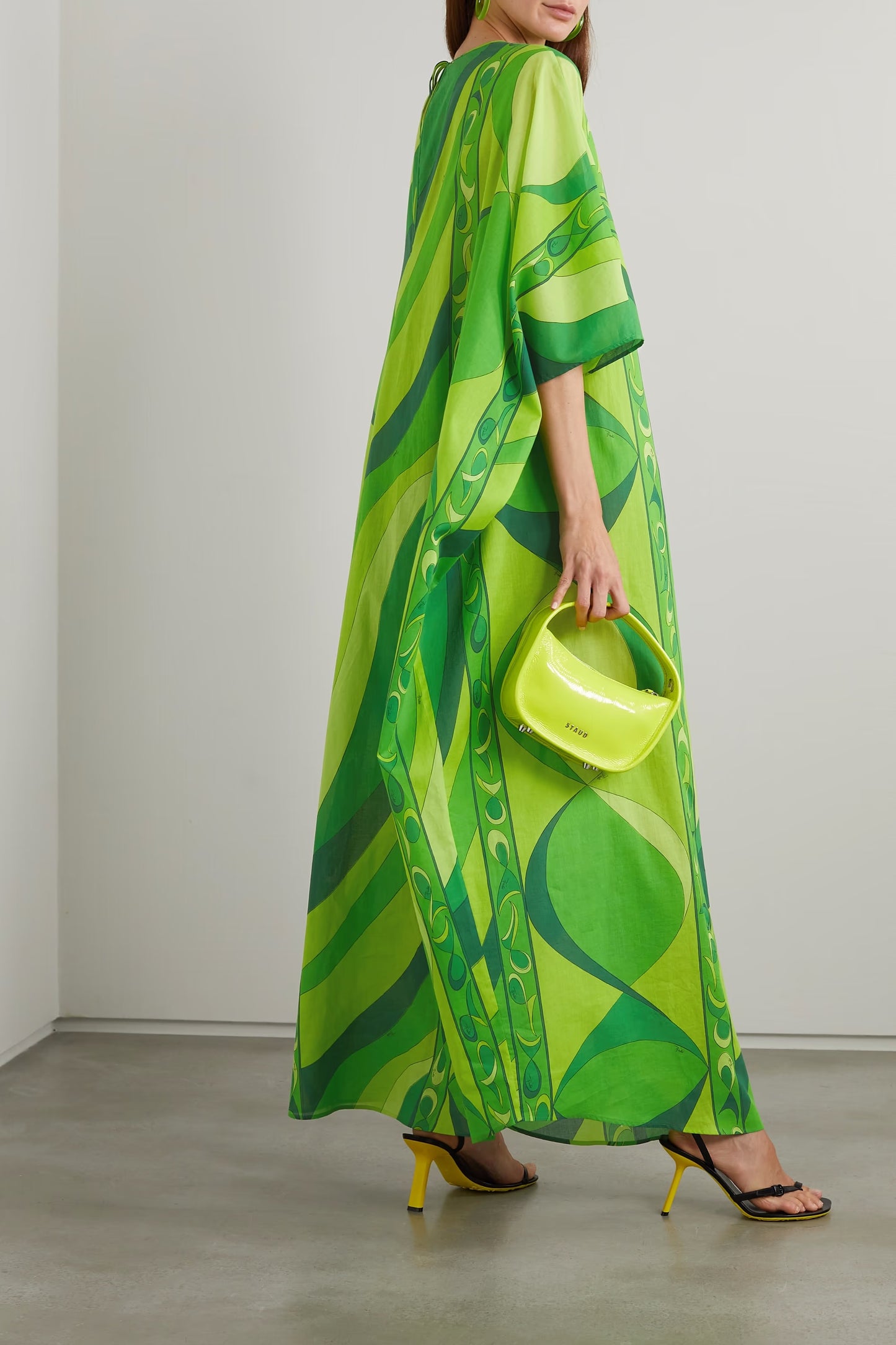 JUNGLE GREEN PATTERN SOFT BLEND PREMIUM KAFTAN DRESS