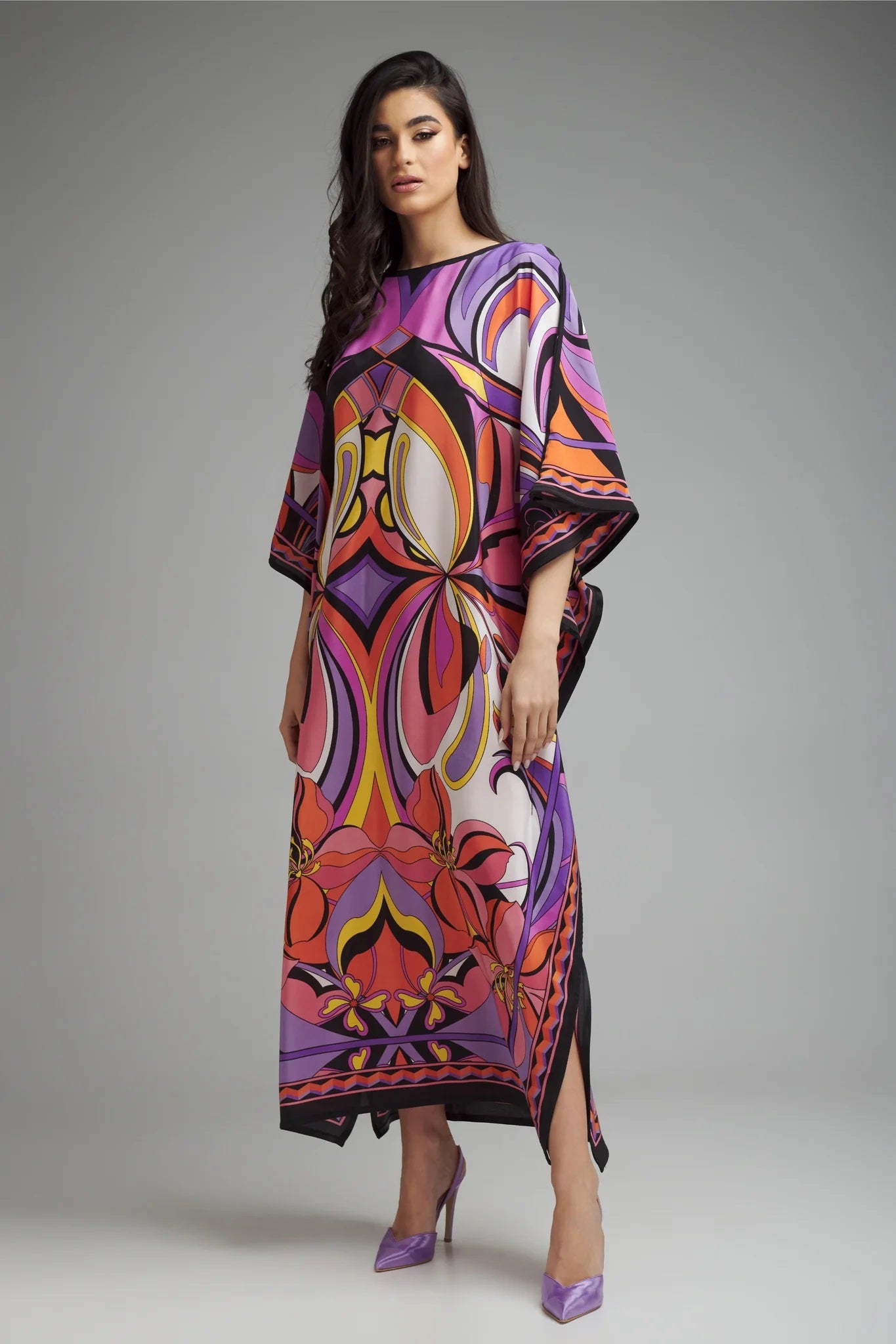 FASHION ABSTRACT PRINTED KAFTAN DRESS