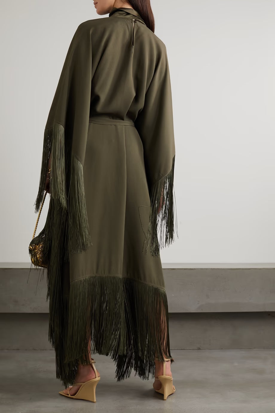 ELEGANT OLIVE LONG SLEEVE KAFTAN DRESS