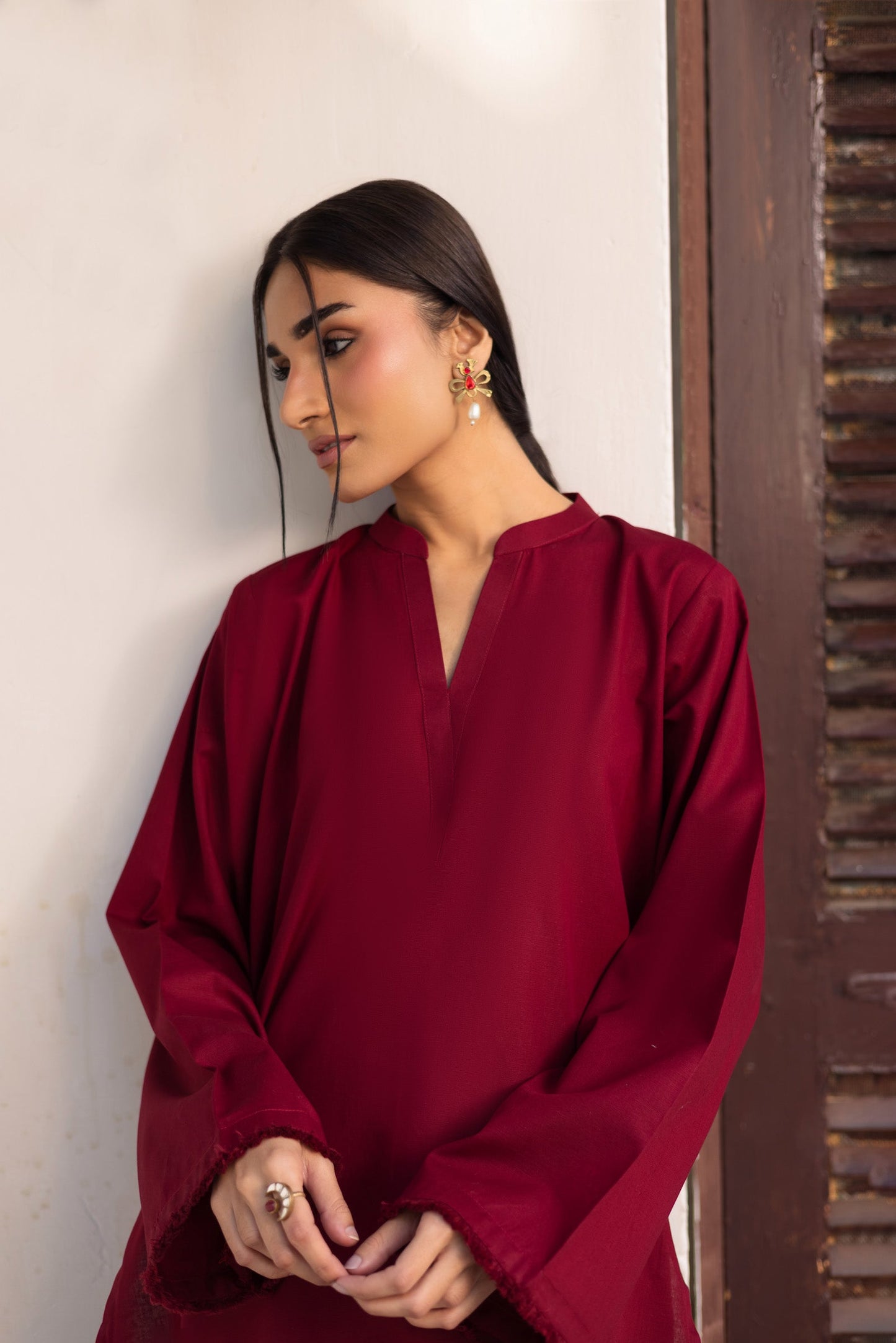 SCARLET BRUSHED LOUNGE TOP AND PANT SET