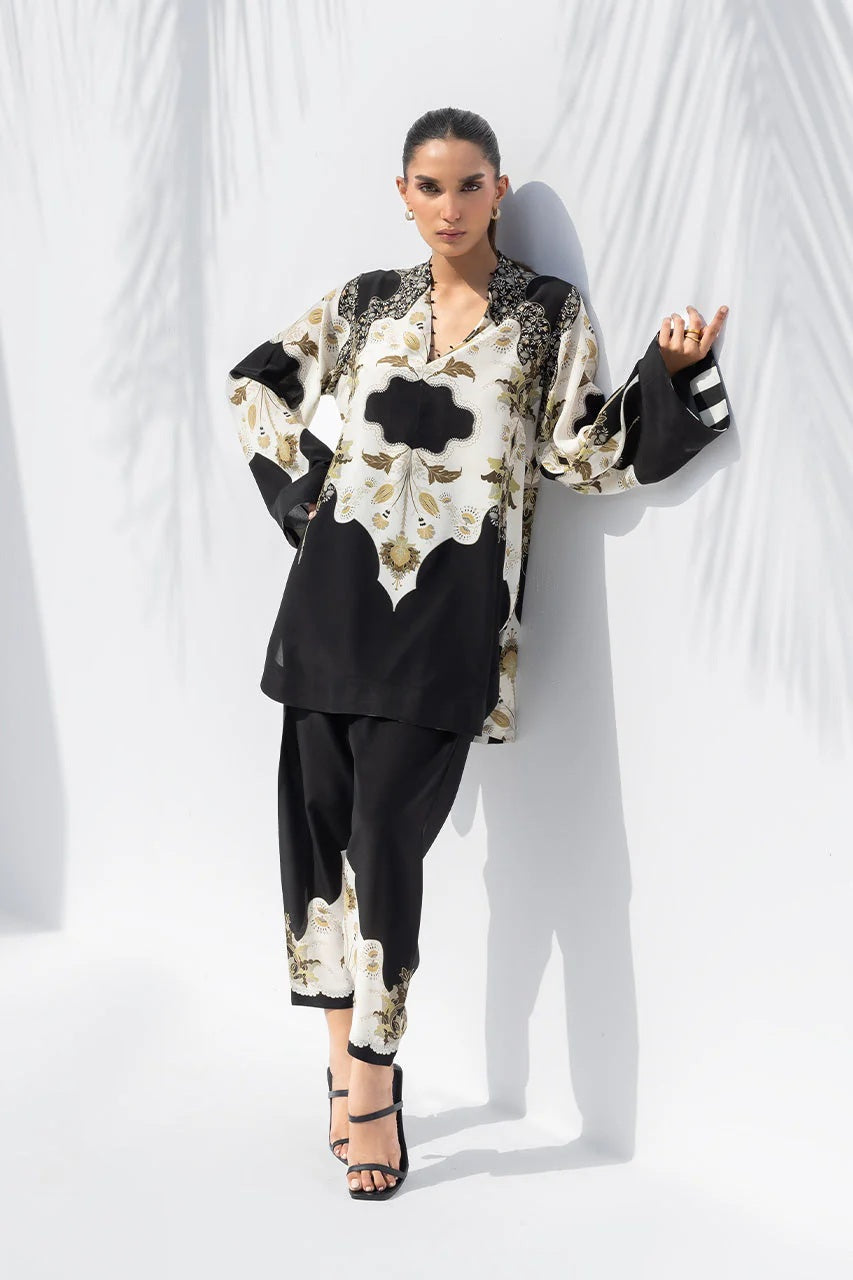 EMPRESS NOIR SCROLL TOP AND PANT SET