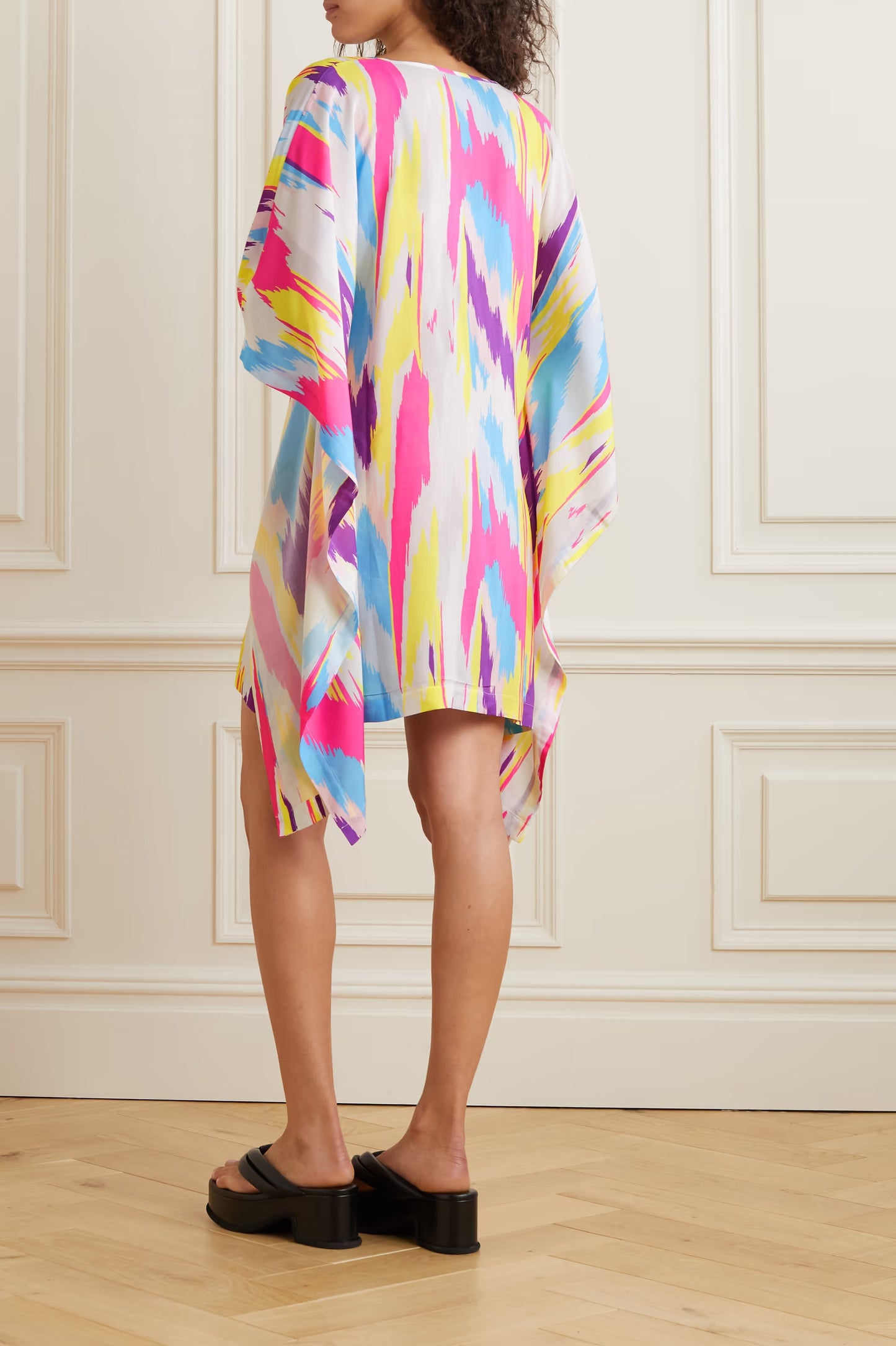 MULTI COLOUR ABSTRACT PRINT SHORT DRESS KAFTAN