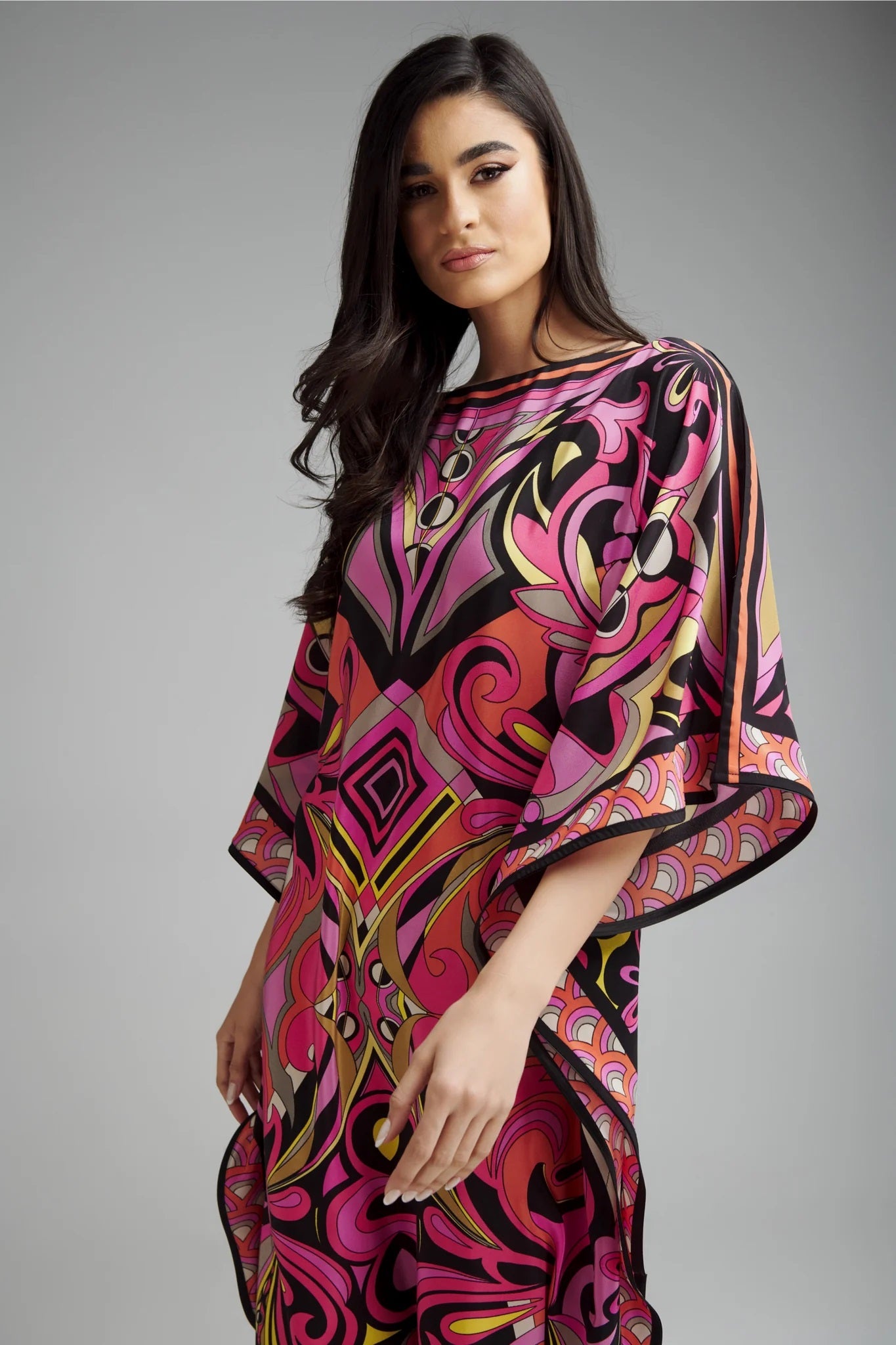 BOLD ABSTRACT PRINTED DESIGNER KAFTAN DRESS