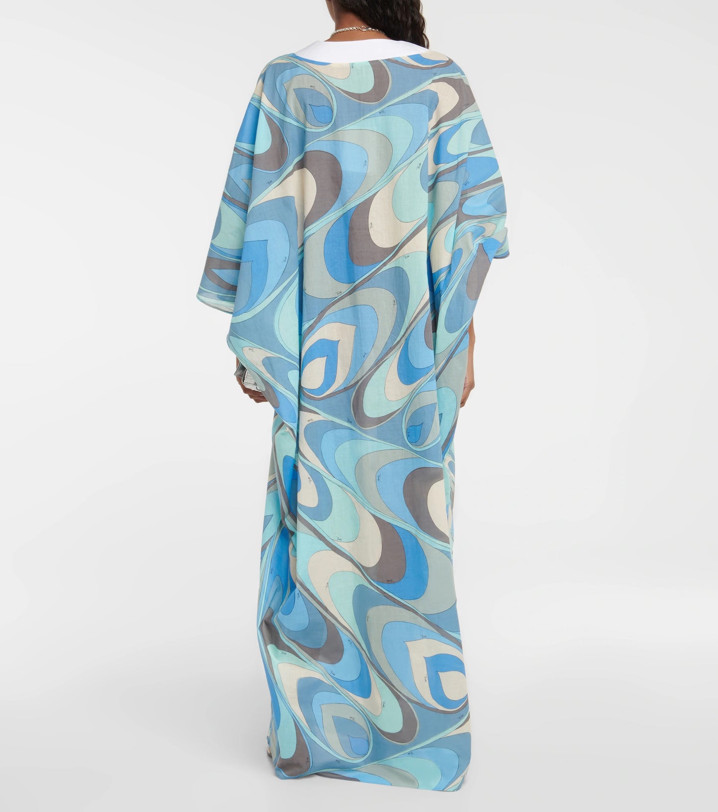 V- NECK STYLE OCEAN DIGITAL PRINT PREMIUM KAFTAN