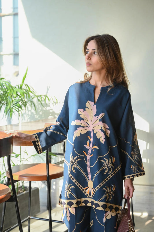 MIDNIGHT TROPIC PREMIUM TOP AND PANT SET