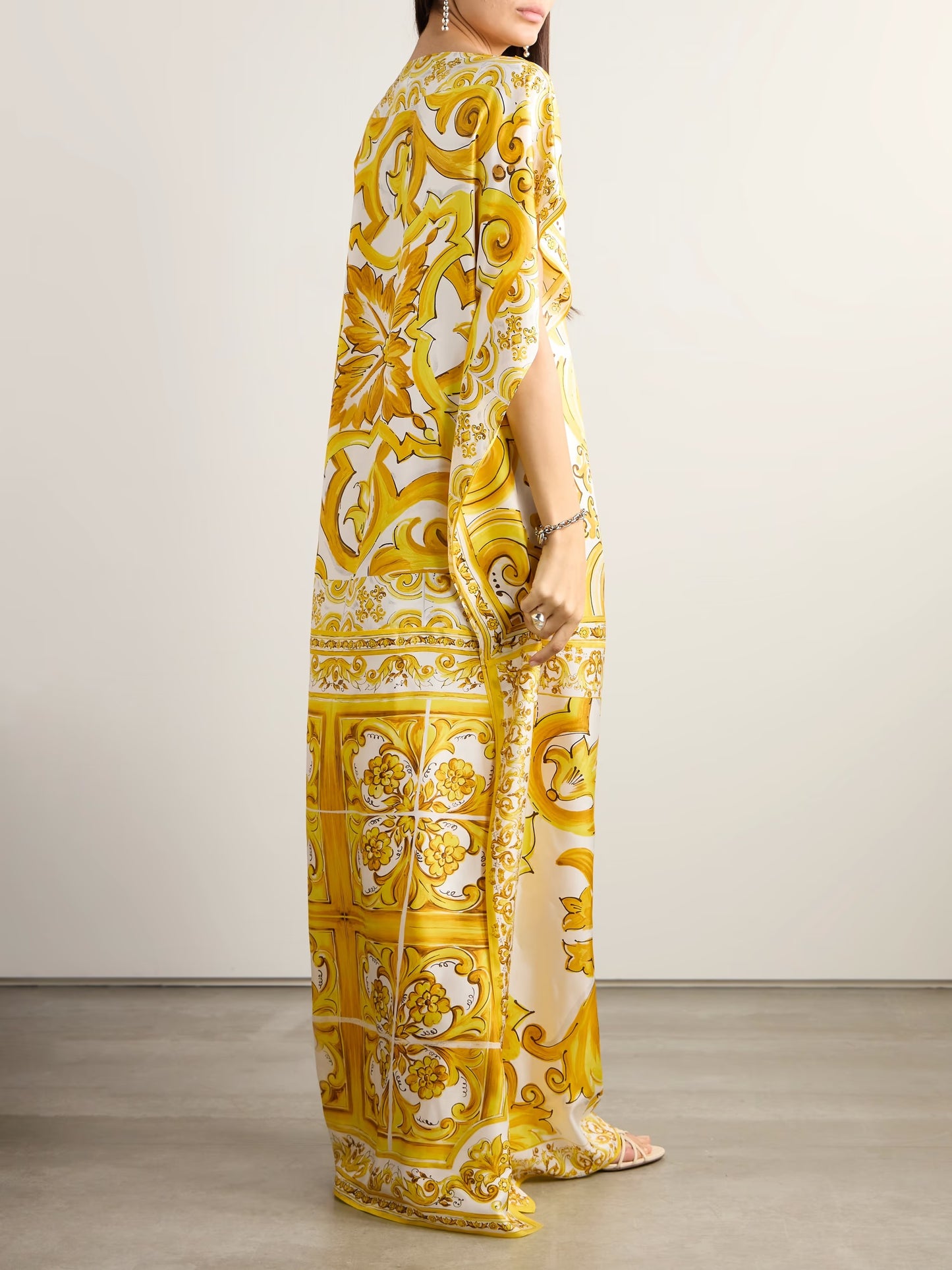 SUNFLOWER LOUNGE LONG SATIN KAFTAN