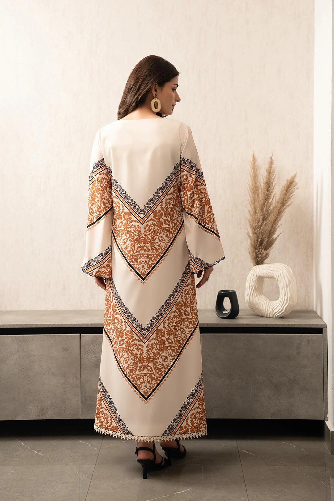 CHEVRON ELEGANCE PREMIUM LONGLINE DRESS AND PANT SET