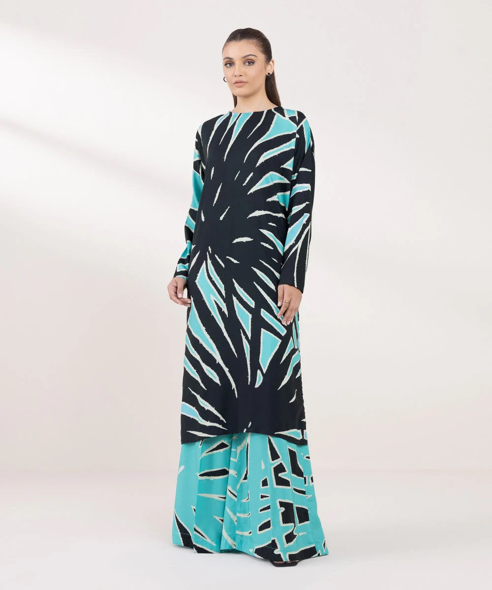 TEAL WATERCOLOR PREMIUM COORD SET