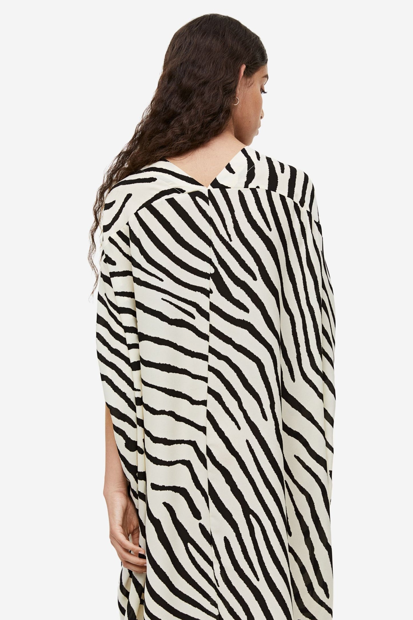 V-CUT DESIGN PREMIUM BLACK STRIPES KAFTAN DRESS