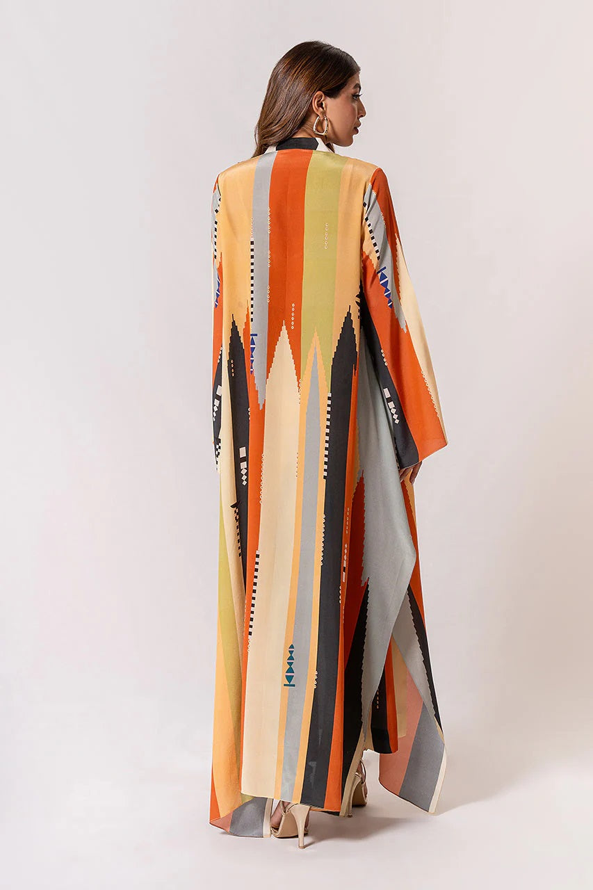 AUTUMN AURA LONG-SLEEVE KAFTAN DRESS WITH PANT