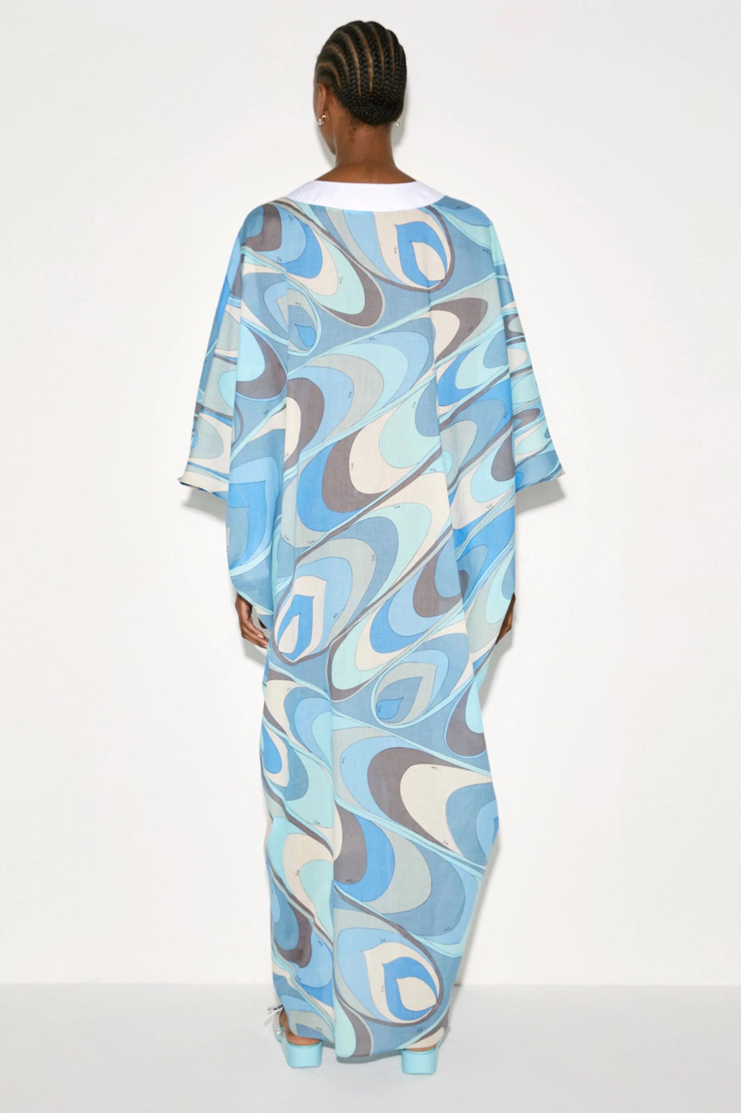 V- NECK STYLE OCEAN DIGITAL PRINT PREMIUM KAFTAN