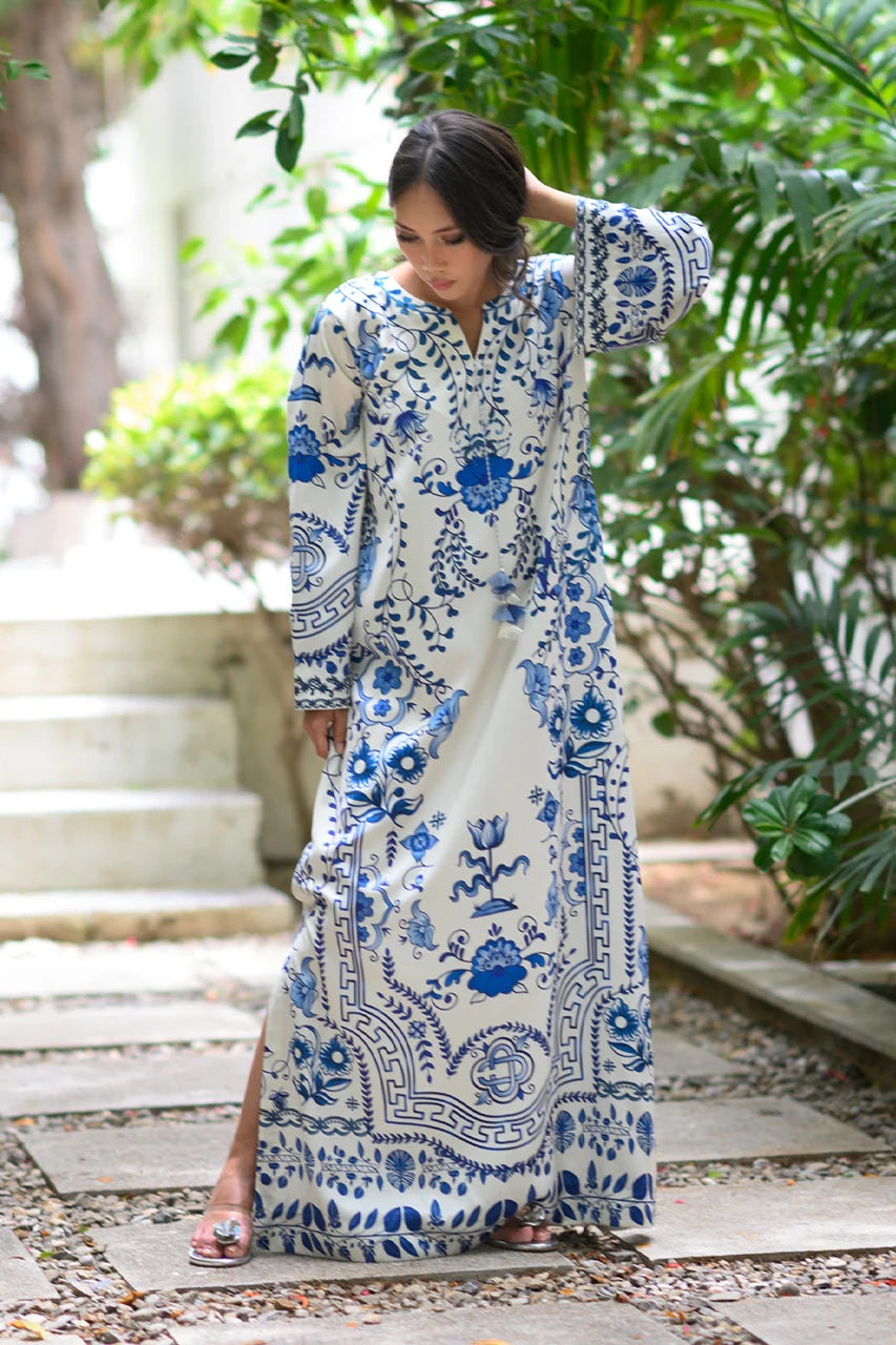 PORCELAIN BLOOM LUXURY LONG DRESS