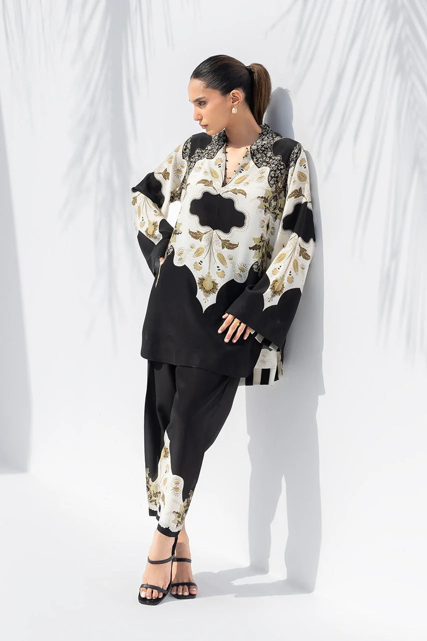 EMPRESS NOIR SCROLL TOP AND PANT SET