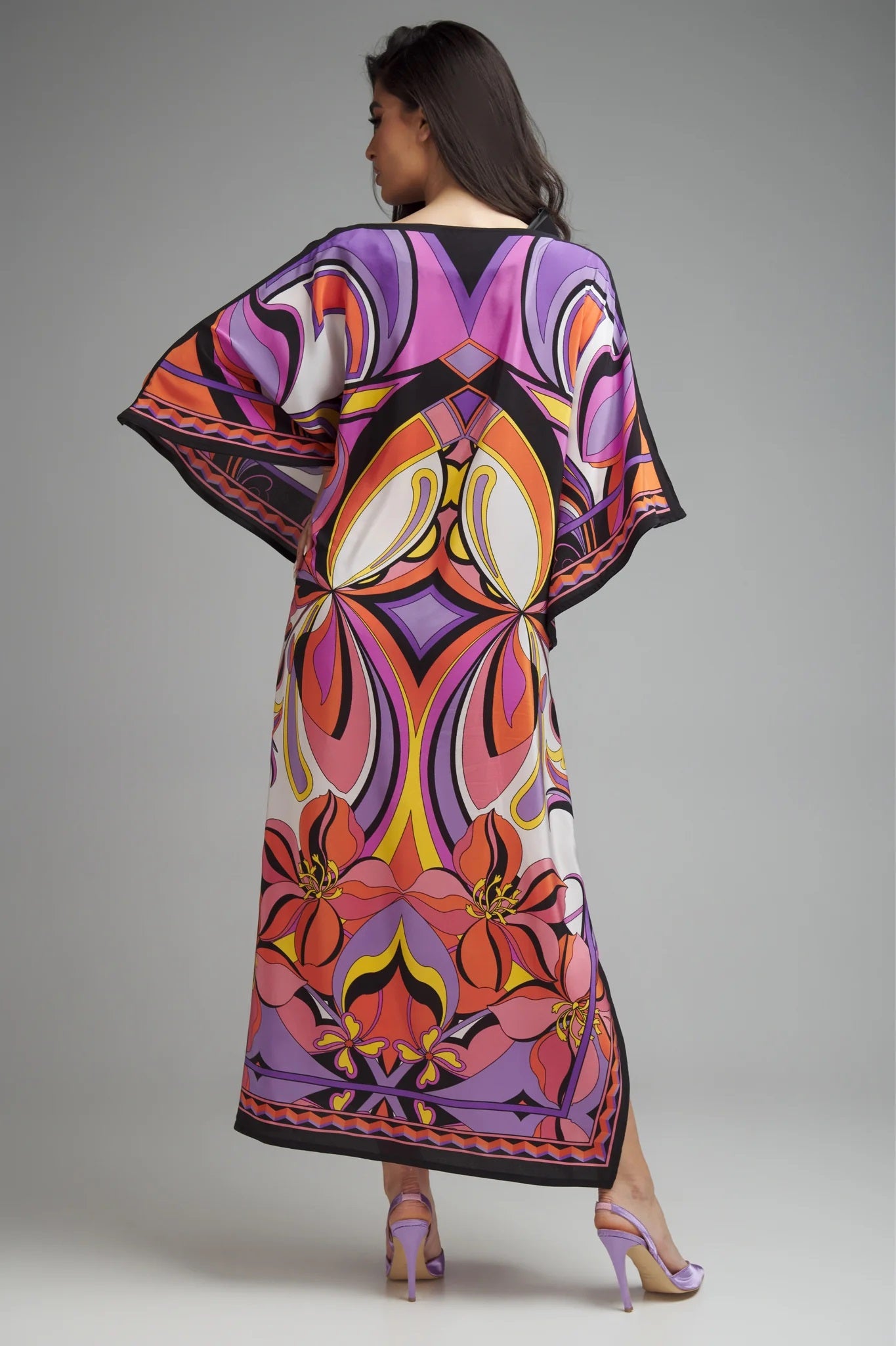 FASHION ABSTRACT PRINTED KAFTAN DRESS