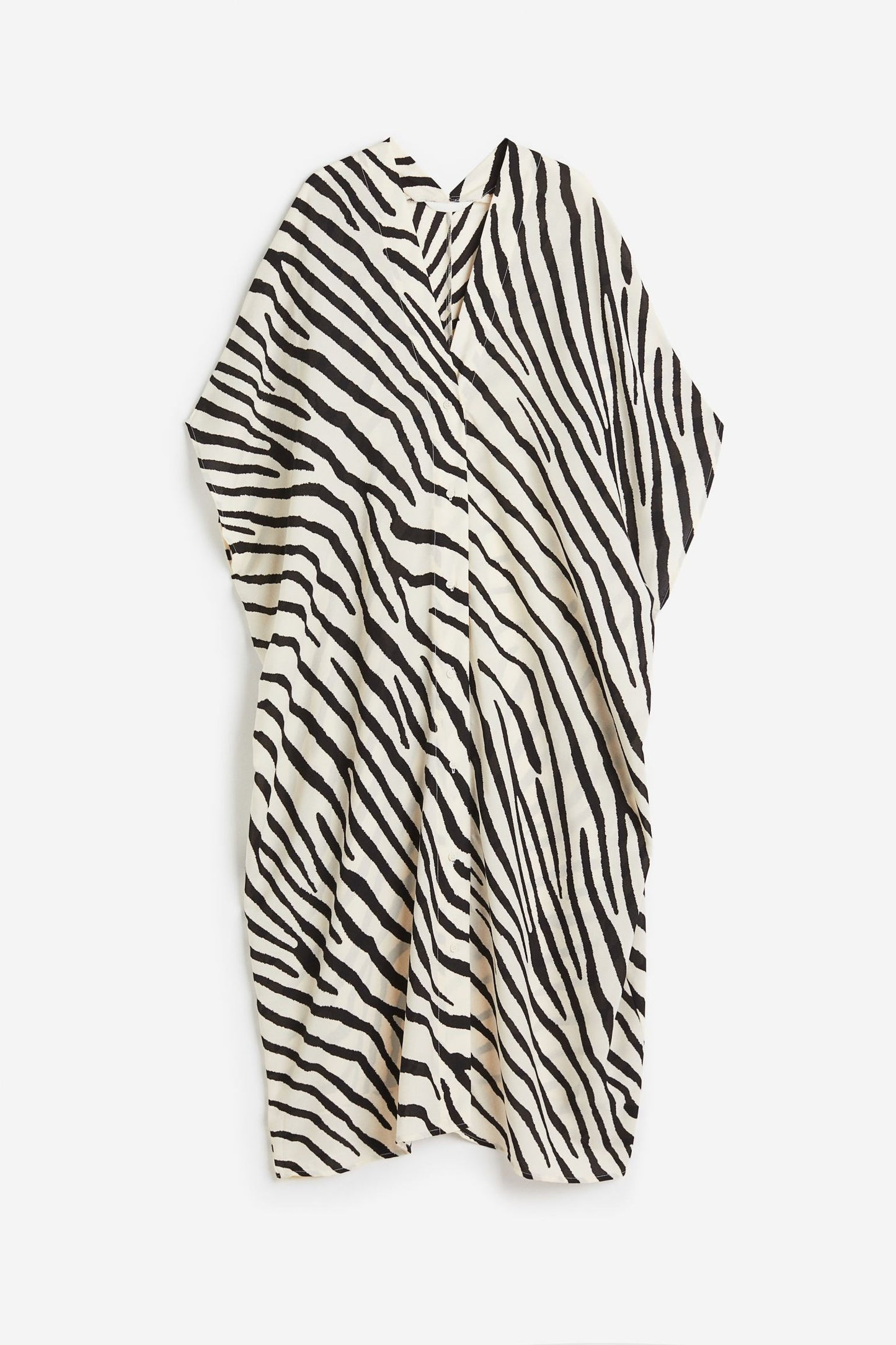 V-CUT DESIGN PREMIUM BLACK STRIPES KAFTAN DRESS